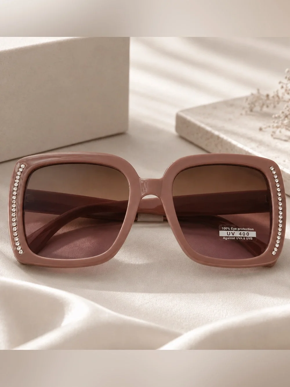 Sunglasses Rose-Brown Square Sunglasses with UV400 Protection